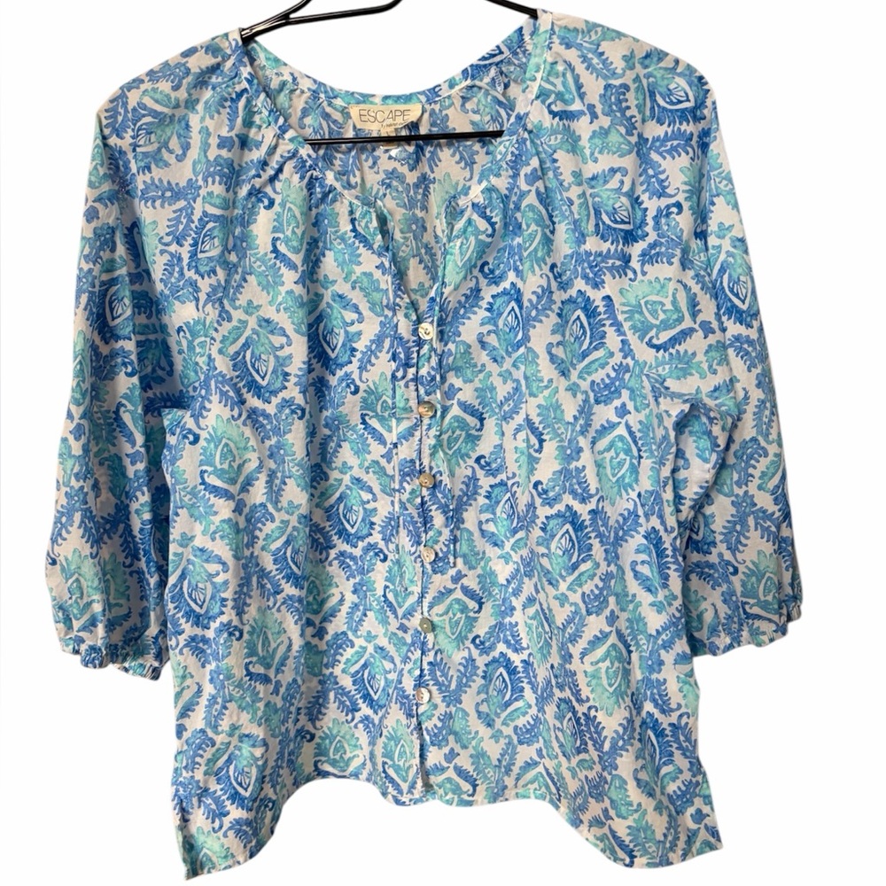 Habitat Blue and White Floral Women's Blouse